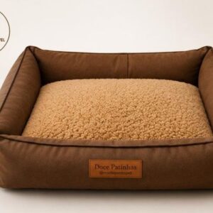 Cama Pet Premium Doce Patinhas – Suede Marrom com Carapinha Marrom
